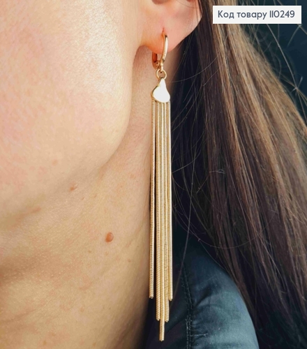 Серьги кольца с подвесными цепочками, размер 1,1+8см, Xuping 18K 110249 фото 3