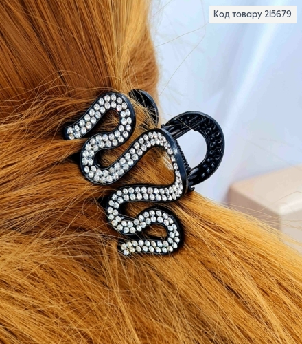 Краб металл "ВОЛНА" украшен Блестящими камнями, 4,5см, Черного цвета 215679 фото 2