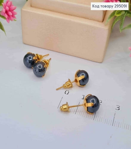 Серьги гвоздики Жемчужинка Черного цвета, 0,8 см 295091 фото 2