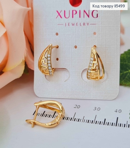 Серьги Версаче, капельки с камешками, англ. зам. Xuping 18K 115499 фото 2