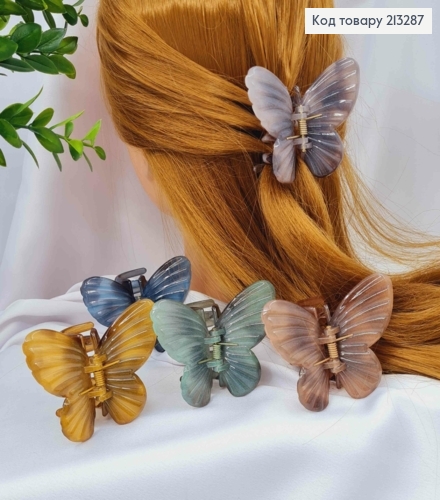 Краб пластик глянцевый "БАБОЧКА", 7,5*6см, Цвета в ассортименте 213287 фото 2