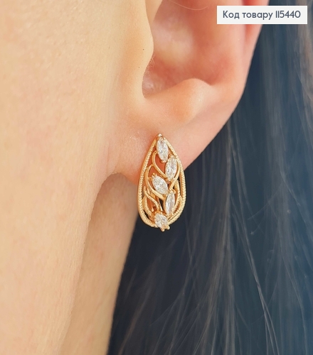 Серьги "Виола" с камешками 1,5см Xuping 18K 115440 фото 2