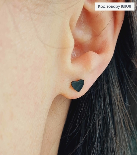 Серьги гвоздики, Черные Сердечки 5мм, Xuping 181108 фото 2