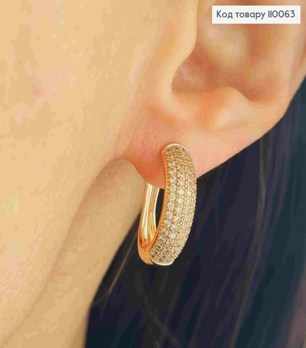 Сережки прикрашені Блискучими камінцями, довжина 1,8см,  англійська застібка, Xuping 18K 110063 фото 2