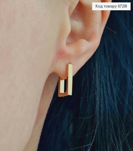 Серьги ПРЯМОУГОЛЬНЫЕ, длина 1,5см, XUPING 18K 117218 фото 2