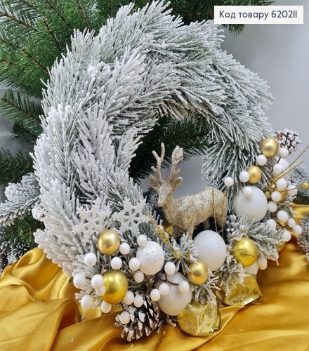 Венок из хвои с игрушками белое напыление в асс. 620211 фото 5