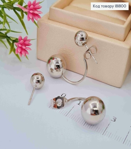 Серьги, гвоздики, "ДИОР" с двумя шариками, 3см Xuping 181800 фото 3