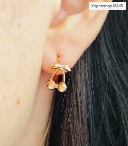 Серьги кольца "ВИШЕНКИ" (1,1см), диаметр 1,3см, Xuping 18К 118245 фото 3