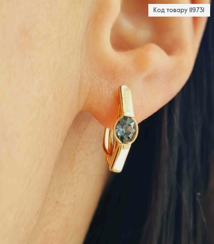 Серьги с Черным камнем Сваровски, дл. 1,5см, английская застежка, Xuping 18К 119731 фото 2