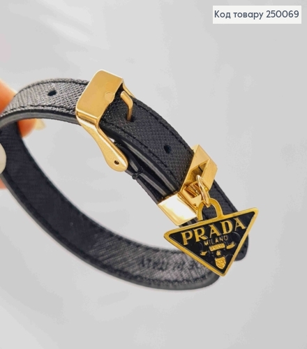 Браслет Еко Шкіра, PRADA milano, 21см, лимонного кольору, сталь Stainless Steel 250069 фото 2