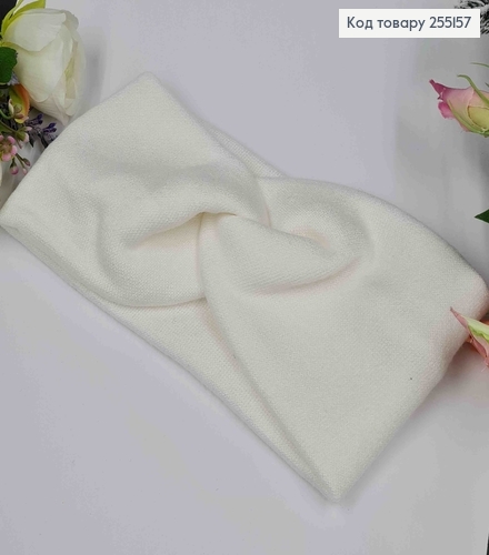 Пов'язка чалма, Ангора рубчик, Біла, 19,5*11см, ручна робота, Україна 275037 фото 2