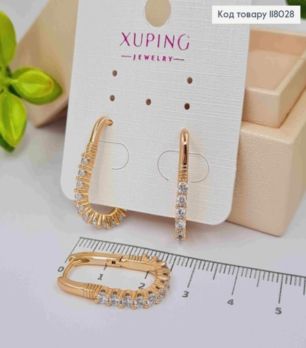 Серьги Овальные украшены Блестящими камешками, 2,4см, Xuping 18K 118028 фото 2