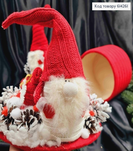 Коробка (20*14см) ЧЕРВОНА +кришка з ГНОМОМ(висота 19см),декорована, ручна робота, Україна 614261 фото 2