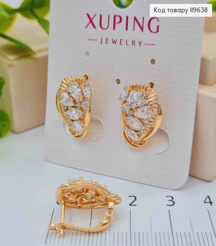 Серьги "Сияние" с Яркими камнями, длина 1,7см, англ застежка, Xuping 18К 119638 фото 2