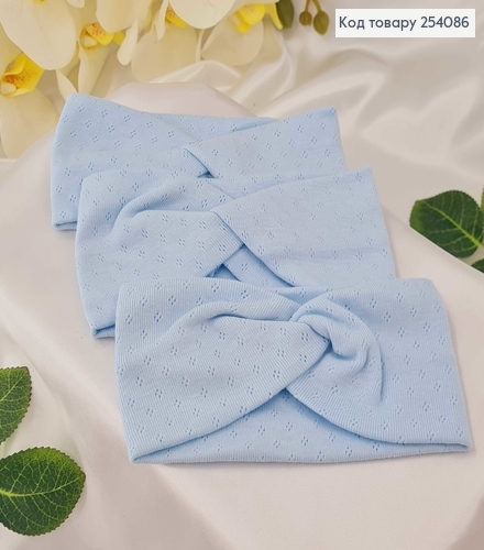 Повязка детская трикотаж(натур. ткан.) чалма ГОЛУБА, ручная работа. Украина (17*7,5см) 254086 фото 2