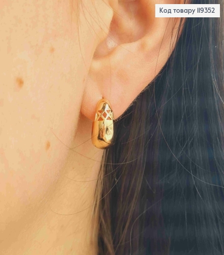 Серьги кольца с расширением вниз, диаметр 1,4см, Xuping 18К 119352 фото 2