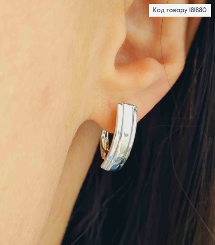 Серьги родованные "Прямоугольные", 1,6см, английская застежка, Xuping 181880 фото 2