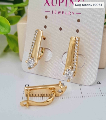 Серьги украшены Блестящими камешками, 2,1см, английская застежка, XUPING 18K 119074 фото 2