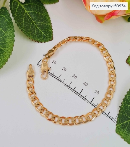 Браслет, панцирное плоское плетение, шир.5мм, дл. 20,5см Xuping 18K 150934 фото 2