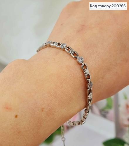 Браслет родований, "Грація" з камінцями 17+3см, Xuping 200266 фото 2