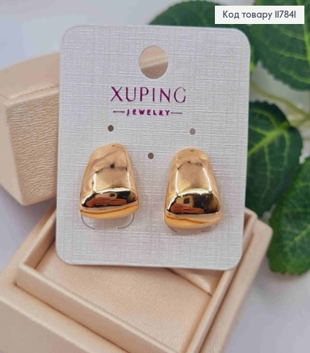 Серьги гвоздики, Изогнутые пластинки расширены вниз, 1,7см, Xuping 18K 117841 фото 2