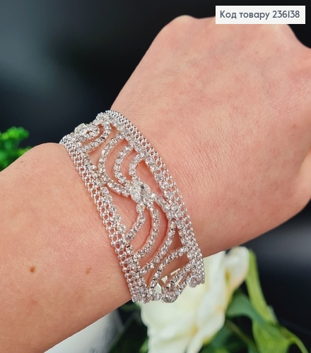 Бижутерия на руку браслет Волна серебряная с камнями 296008 фото 2