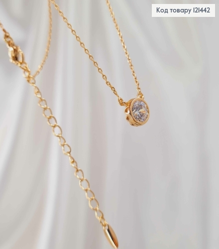 Цепочка якорное пеллетение, с подвеской Блестящий камешек в оправе (7мм), длина 42+5см, Xuping 18K 121442 фото 2