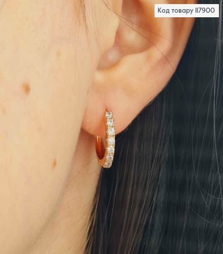 Серьги кольца украшены Блестящими камешками, 1,6см, Xuping 18К 117900 фото 3