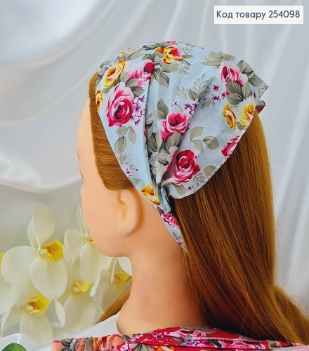 Повязка – чалма, на резинке, с цветочным орнаментом, в ассорт. 254098 фото 3