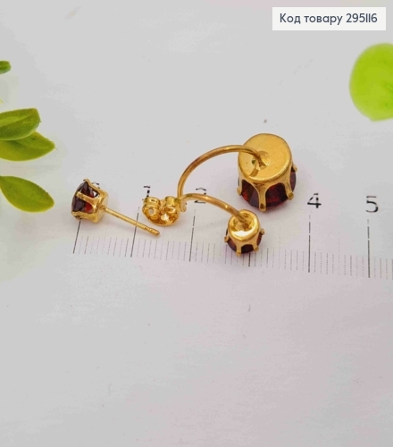 Серьги гвоздики Три Блестящие камни, 2,6см, в ассортименте 295116 фото 3