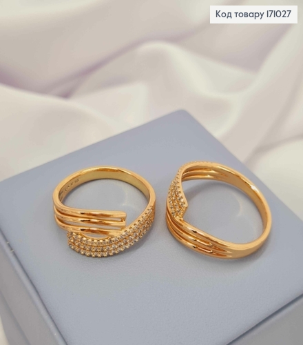 Кольцо "Мощь" с Блестящими камешками, Xuping 18К 171027 фото 2