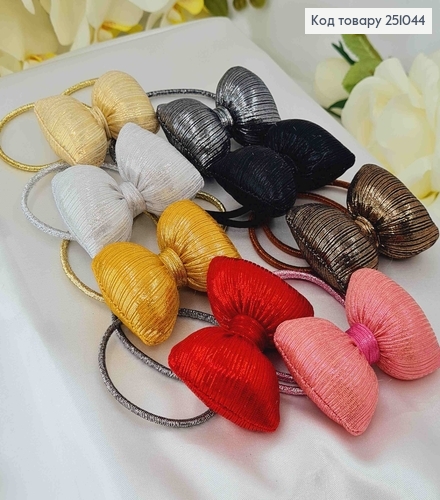 Резинка двойная, с бантиком с люрексом, 5,5см, цвета в ассорт. 251044 фото 2