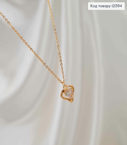 Цепочка якорное плетение, с подвеской Сердце с камнем, дл. 45+5см, Xuping 18К 121394 фото 2