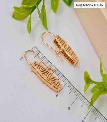 Серьги "Элегантные", длина 2,8см, французская застежка, Xuping 18К. 118646 фото 2