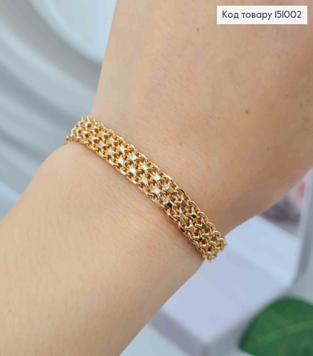 Браслет плетіння Бісмарк подвійне, длина 19см, ширина 7,5мм, Xuping 18K 151002 фото 2