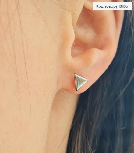 Серьги родованные, гвоздики "Треугольнички" 7мм, Xuping 181183 фото 2