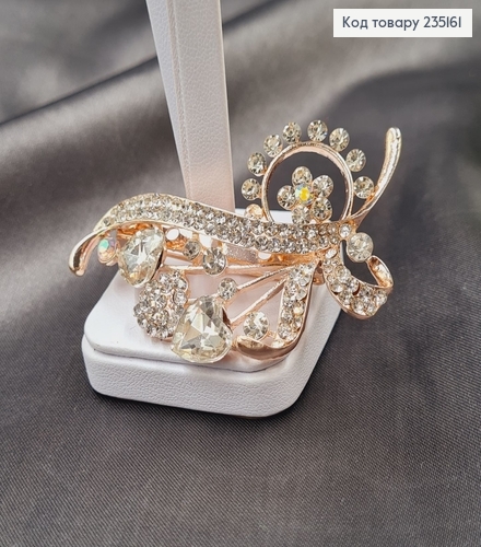 Брошка метал Гілочка з камінцями 7х4см 235161 фото 2