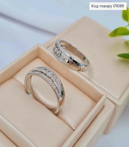 Кольцо родованное украшено Блестящими камнями, Xuping 171089 фото 3