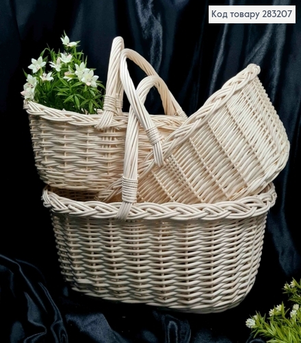 Набор корзин плетеных (3шт) ВЫБЕЛЕНЫХ (Верх: 41*32;35*28;30*23см) (Глубина:17;14;11см), ПОЛЬША 283207 фото 2