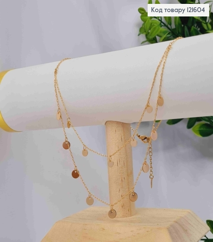 Цепочка двойная, КАЧЕСТВЕННОЕ плетение с Монетками, длина 42+3см, Xuping 18K 121604 фото 3