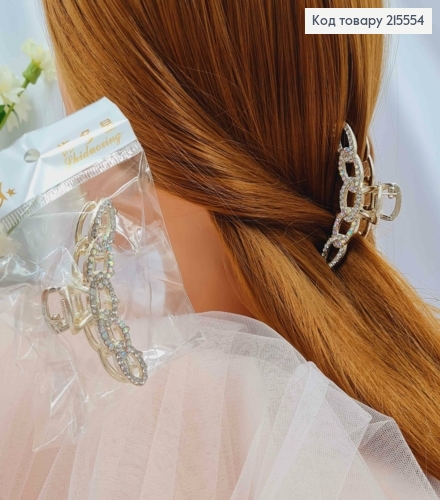 Краб металл 6,5см, ЦЕПКА, золотого  цвета в камнях  215554 фото 2