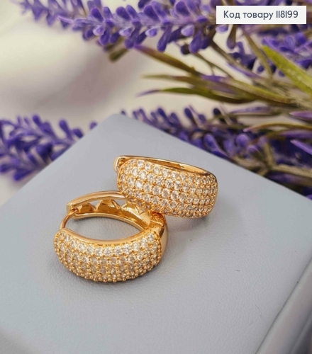 Серьги Овальные украшены Блестящими камешками, 2см, Xuping 18К 118199 фото 2