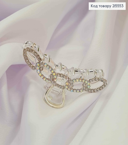 Краб металл 6,5см, ЦЕПКА, серебряного цвета в камнях 215553 фото 2