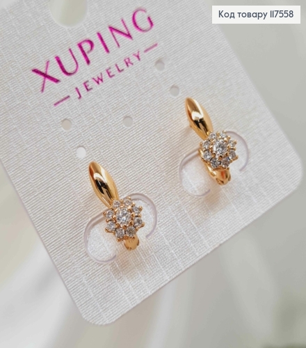 Серьги "Нежный Цветок", с блестящими камешками,1,3см, англ. зам, XUPING 18K 117558 фото 2