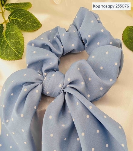 Резинка, Твилли бант, голубого цвета, в горошек, 13*17см 255076 фото 2