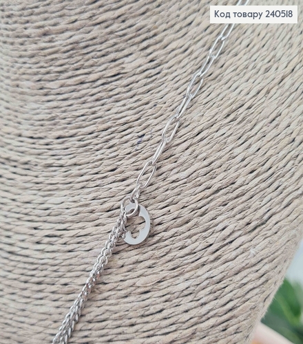 Ланцюжок подвійний, срібного кольору, з круглою підвіскою Van Cleef, 40+5см, сталь Stainless Steel 240518 фото 3