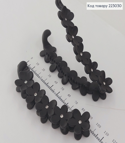 Заколка банан Цветочек каучук с камнями 9,5 см 223030 фото 2