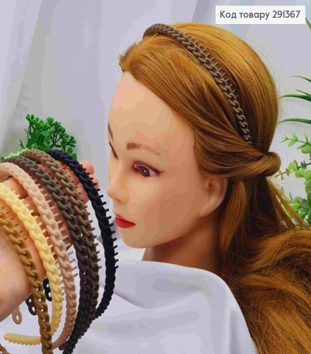 Обруч пластик матовый, "Цепочка" с расческой, 0,9см, Пастельные цвета в ассортименте. 291367 фото 2