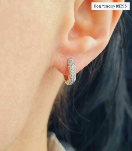 Серьги, кольца 1см, в камешках, шир.3мм, Xuping 181393 фото 2
