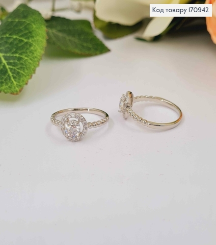 Кольцо родованное, с круглым камнем в оправе, Xuping 18K 170942 фото 2